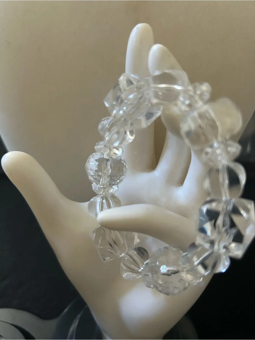 Crystal Clear Beaded Stretch Bracelet - Transparent